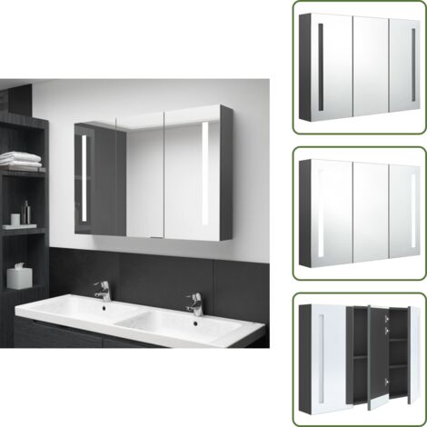 Armario con espejo - vidaXL Mueble de baño con espejo LED 89x14x62 cm - Luz LED