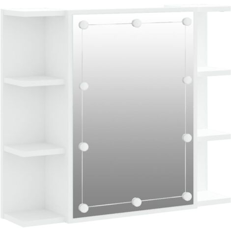 Armario con espejo y LED 70 x 16,5 x 60 cm blanco 020006655