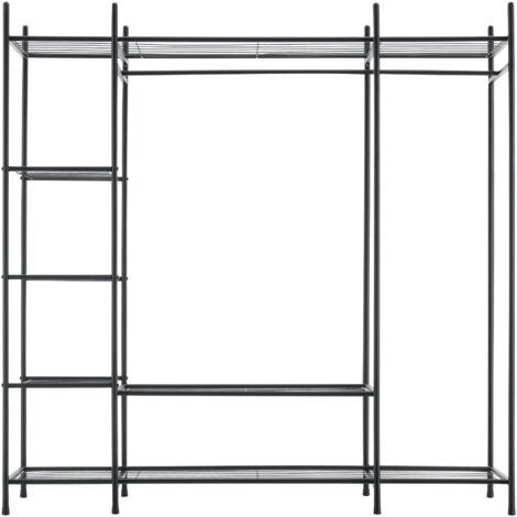 Armario con estantes 6 superficies de almacenamiento acero lacado 150 x 150 x 40 cm negro 030008148