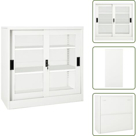 Armario con estantes ajustables - vidaXL Armario con puerta corredera acero blanco 90x40x90 cm - Armario de acero