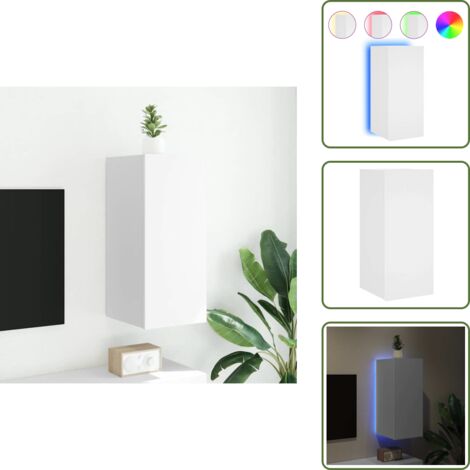 Armario con LED - vidaXL Mueble de TV de pared con luces LED blanco 30,5x35x70 cm - Almacenamiento