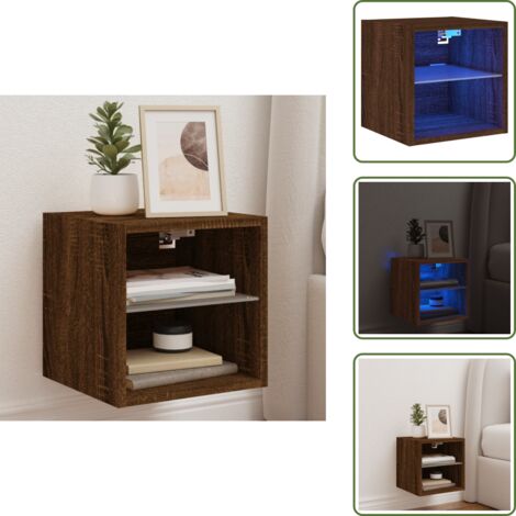 Armario con LED - vidaXL Mueble de TV de pared con luces LED roble marrón 30x28,5x30 cm - Almacenamiento
