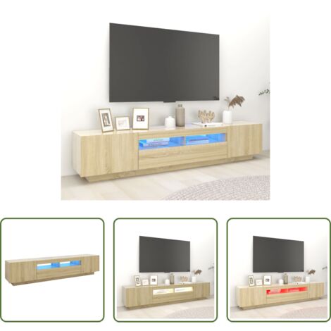 Armario con luces LED -  Armario TV con luces LED color roble Sonoma 200x35x40 cm