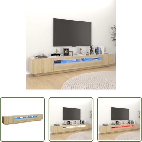 Armario con luces LED -  Armario TV con luces LED color roble Sonoma 260x35x40 cm
