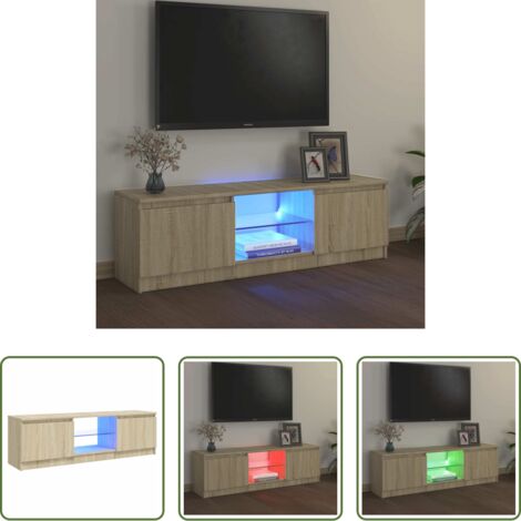 Armario con luces led -  Armario TV con luces LED roble Sonoma 120x30x36 cm