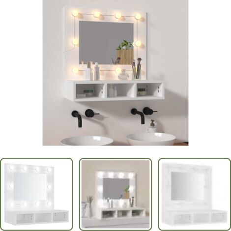 Armario con luces LED -  Mueble con espejo y luces LED blanco 60x31,5x62 cm