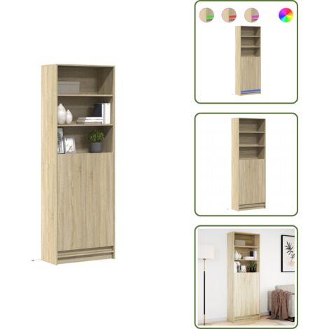 Armario con luz rgb - vidaXL Aparador con LED madera ingeniería roble Sonoma 69x32,5x200 cm - Almacenamiento organizado
