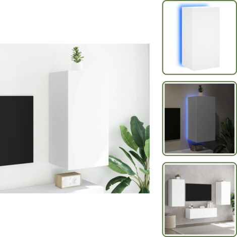 Armario con luz - vidaXL Mueble de TV de pared con luces LED blanco 40,5x35x80 cm - Almacenamiento
