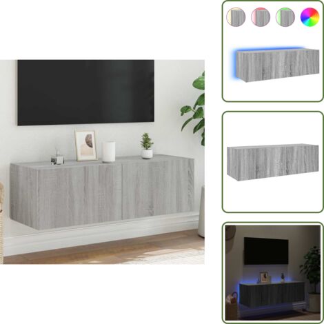 Armario con luz - vidaXL Mueble de TV de pared con luces LED gris Sonoma 100x35x31 cm - Almacenamiento