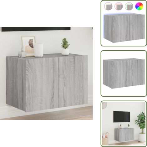 Armario con luz - vidaXL Mueble de TV de pared con luces LED gris Sonoma 60x35x41 cm - Mueble multimedia