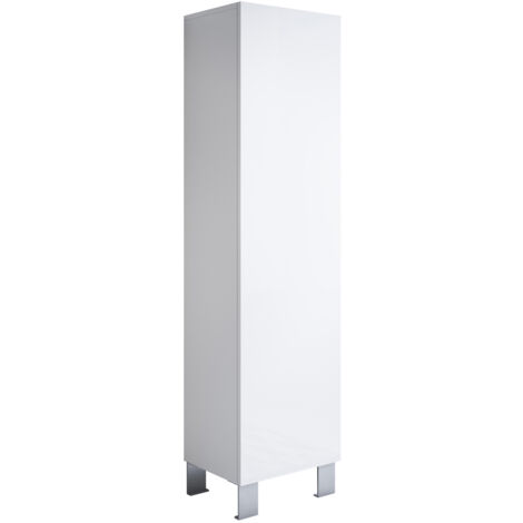 Armario con Patas 12cm Vitrina Mueble de Salón Armario de pared 1 puerta 40x177x29cm Modelo Luke V4 Blanco brillo