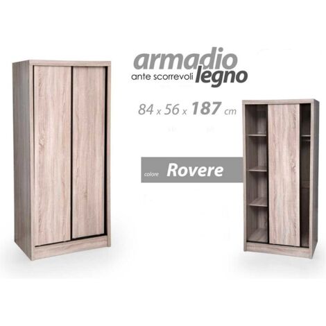 Armario con puertas correderas de roble con doble compartimento 84 x 56 x 187 h