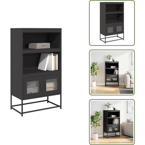 Armario con puertas - vidaXL Aparador de acero negro 68x39x123 cm - Estantes para hogar