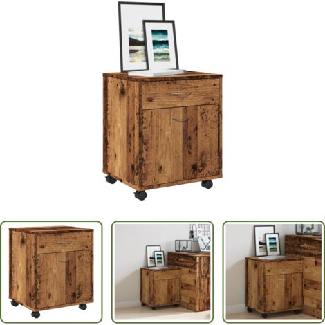 Armario con ruedas -  Armario con ruedas madera ingeniería envejecida 45x38x54 cm