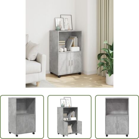 Armario con ruedas -  Armario con ruedas madera ingeniería gris hormigón 55x40x91 cm