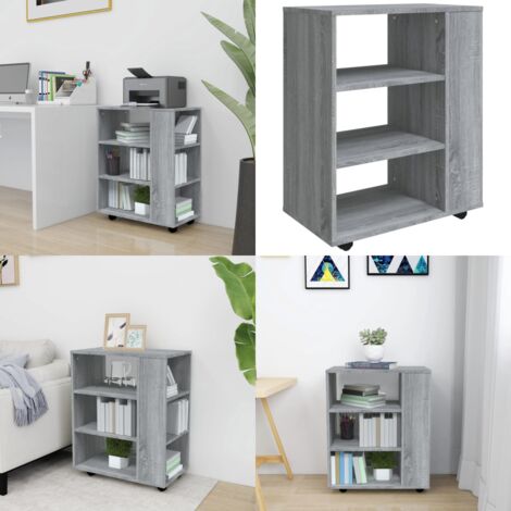 Armario con ruedas madera contrachapada gris Sonoma 60x35x75 cm - Armario de madera - Armario gris