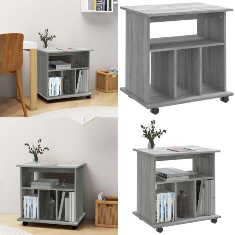 Armario con ruedas madera contrachapada gris Sonoma 60x45x60 cm - Armario de almacenamiento - Armario de oficina