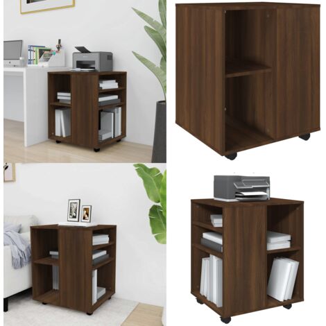 Armario con ruedas madera contrachapada roble marrón 60x53x72cm - Armario de madera - Armario con ruedas marrón
