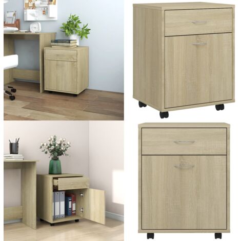 Armario con ruedas madera contrachapada roble Sonoma 45x38x54cm - Armario rodante - Mueble de almacenamiento