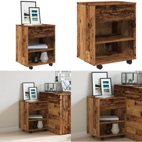 Armario con ruedas madera de ingeniería envejecida 46x36x59 cm - Almacenamiento - Madera de ingeniería