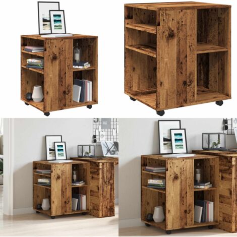 Armario con ruedas madera de ingeniería envejecida 60x53x72 cm - Armario de madera - Armario con ruedas para oficina