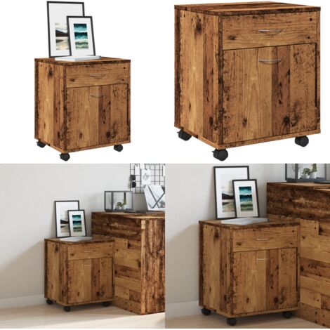 Armario con ruedas madera ingeniería envejecida 45x38x54 cm - Armario con ruedas - Almacenamiento