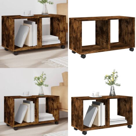Armario con ruedas madera ingeniería roble ahumado 72x33x42,5cm - Armario con ruedas - Madera de ingeniería