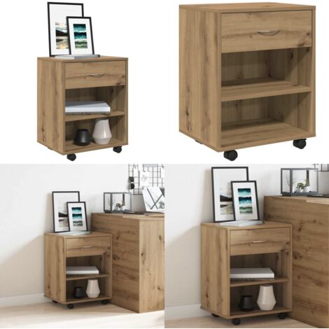 Armario con ruedas madera ingeniería roble artisan 46x36x59 cm - Almacenamiento - Madera de ingeniería