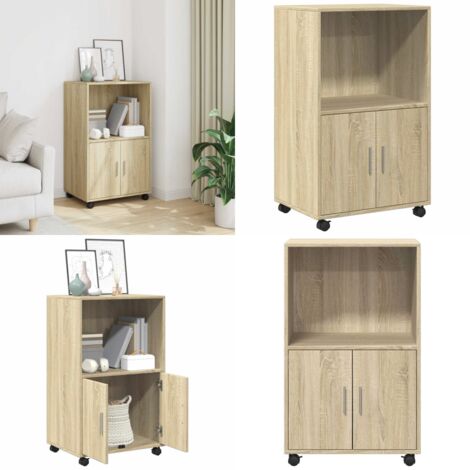 Armario con ruedas madera ingeniería roble Sonoma 55x40x91 cm - Armario rodante - Madera de ingeniería