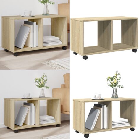 Armario con ruedas madera ingeniería roble Sonoma 72x33x42,5 cm - Armario de madera - Armario rodante
