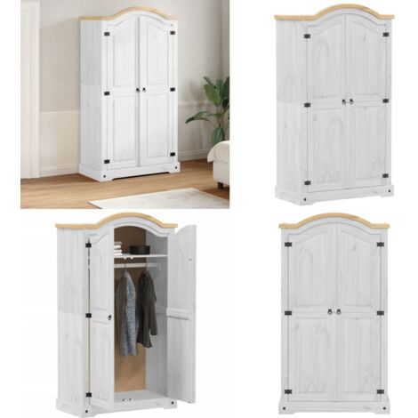 Armario Corona madera maciza de pino blanco 102x52x186 cm - Armario de pino - Armario de dormitorio