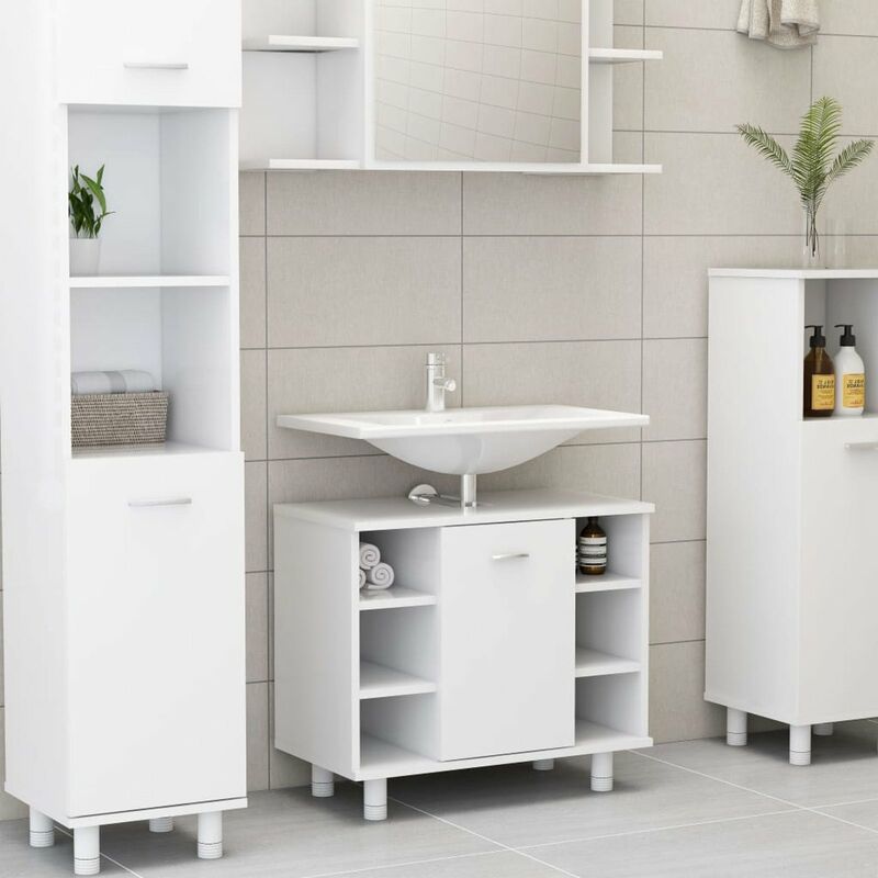 

Happyshopping - Armario cuarto de bano aglomerado blanco 60x32x53,5 cm