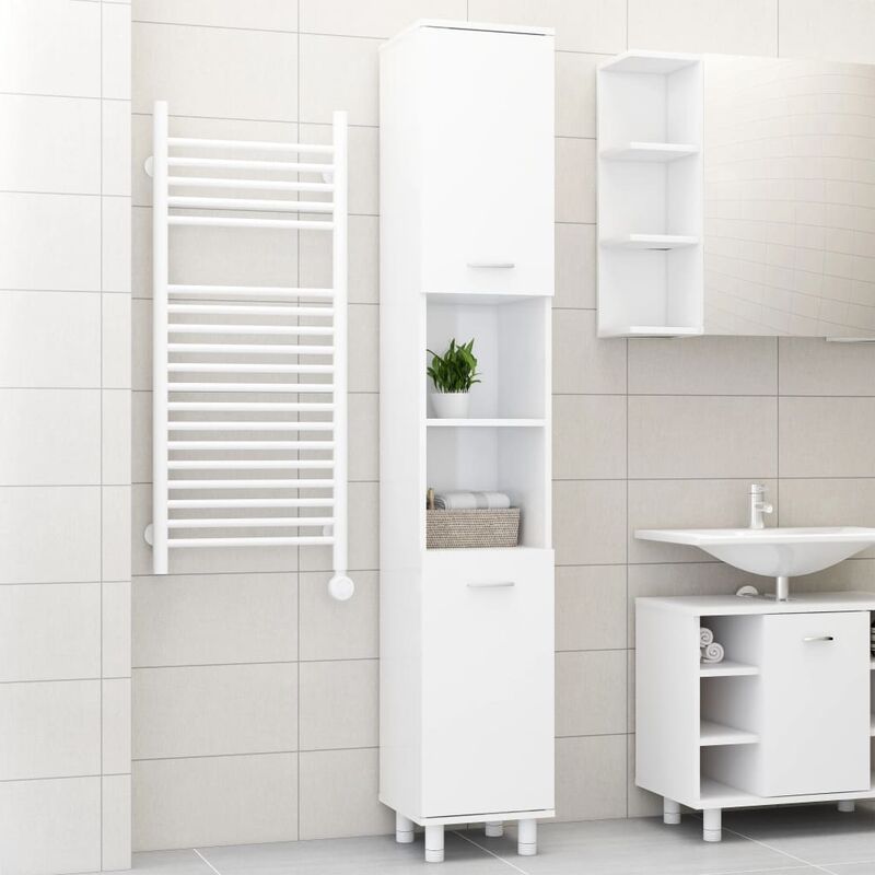 

Armario cuarto de baño aglomerado blanco brillante 30x30x179 cm