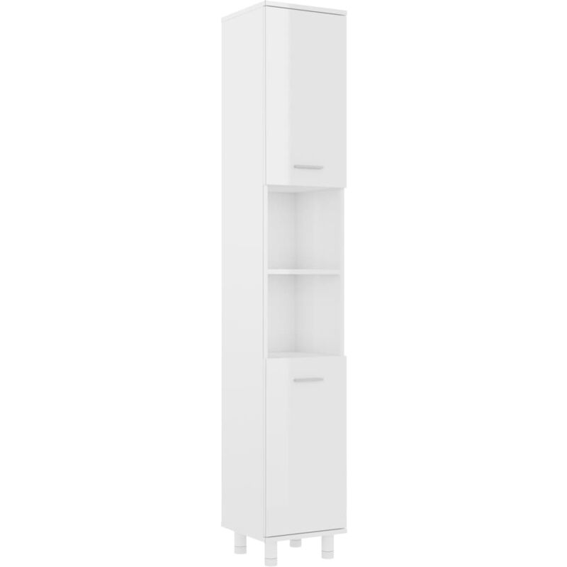 

vidaXL Armario cuarto de baño aglomerado blanco brillante 30x30x179 cm - Blanco