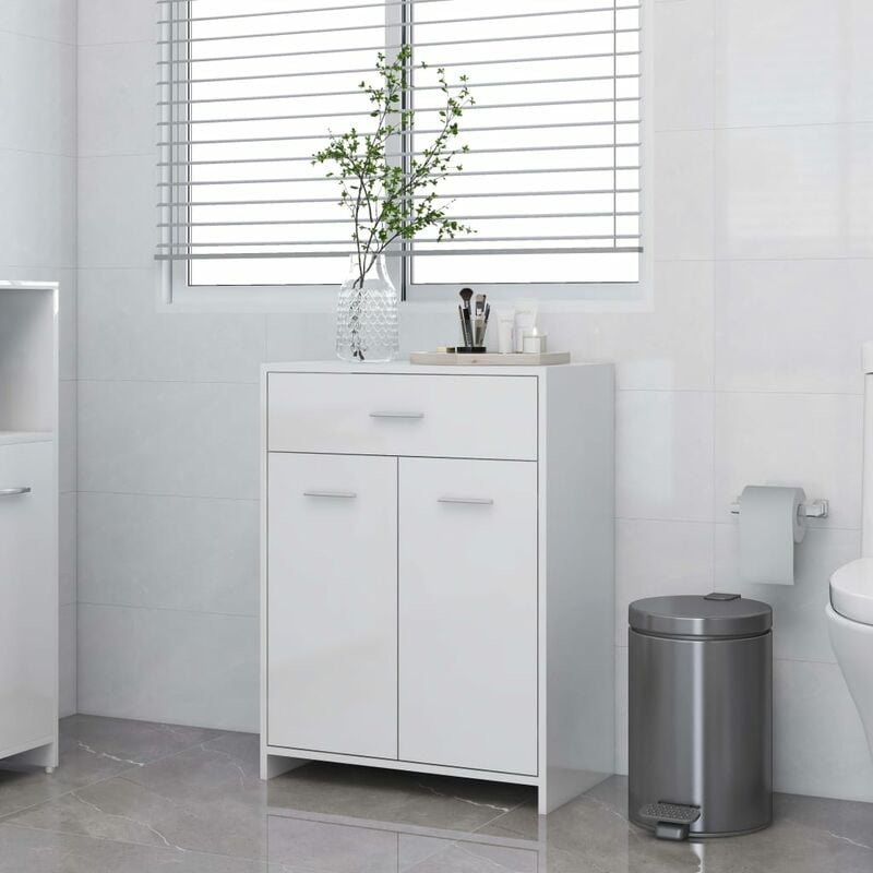 

Armario cuarto de baño aglomerado blanco brillante 60x33x80 cm
