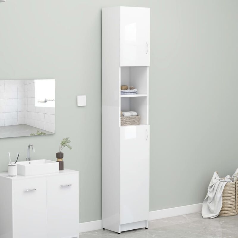 

Armario cuarto de bano aglomerado blanco brillo 32x25,5x190 cm