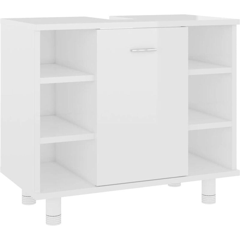 

vidaXL Armario cuarto de baño aglomerado blanco brillo 60x32x53,5 cm - Blanco