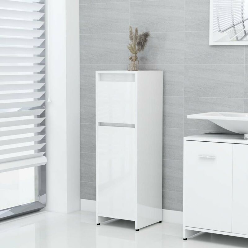

Armario cuarto de bano aglomerado blanco con brillo 30x30x95 cm