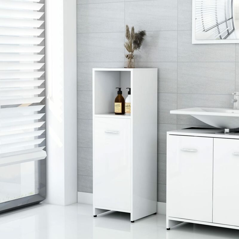 

Armario cuarto de baño aglomerado blanco con brillo 30x30x95 cm