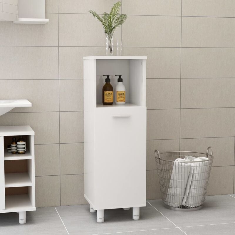

Armario cuarto de baño aglomerado blanco con brillo 30x30x95 cm