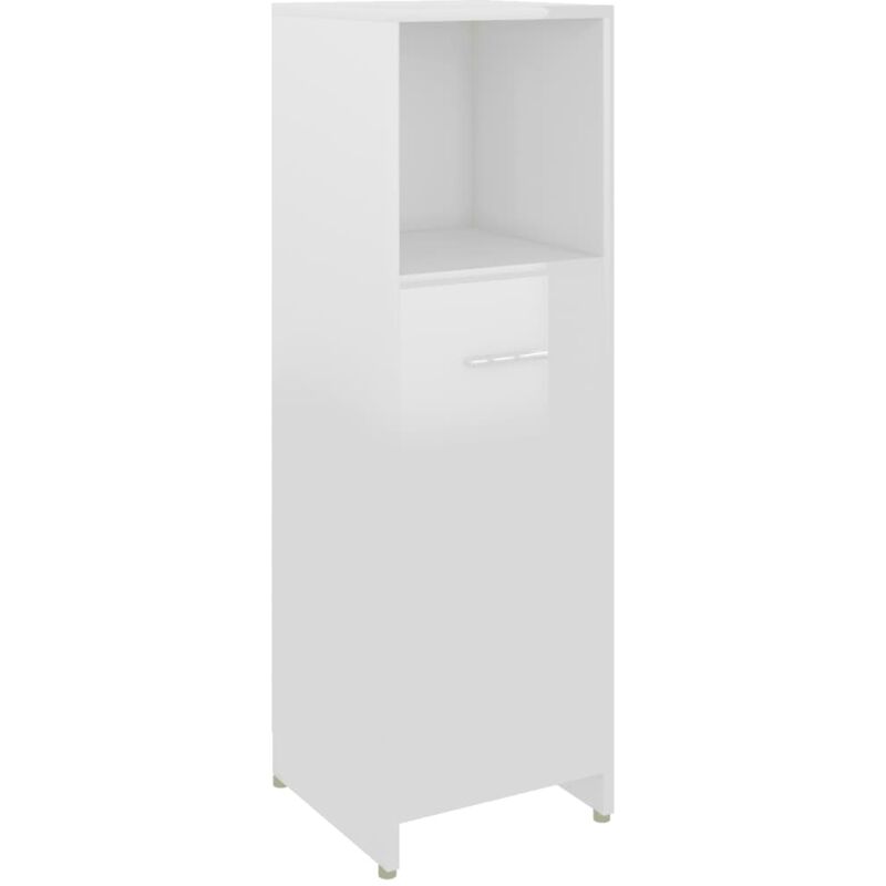 

vidaXL Armario cuarto de baño aglomerado blanco con brillo 30x30x95 cm - Blanco