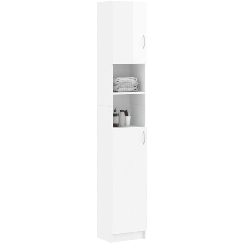 

Armario cuarto de baño aglomerado blanco brillo 32x25,5x190 cm - Blanco - Vidaxl