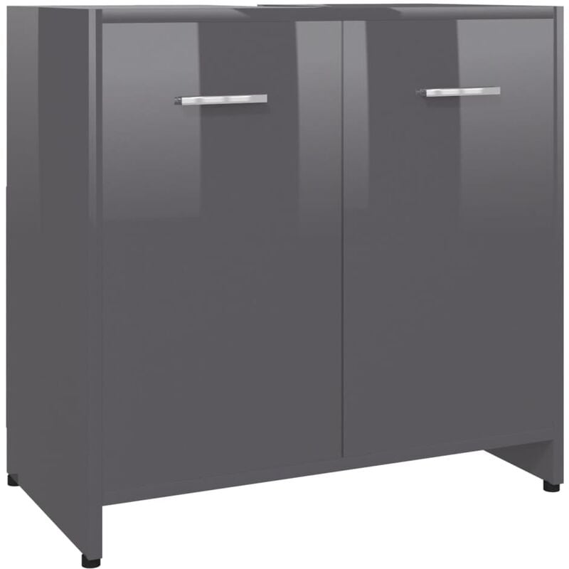 

vidaXL Armario cuarto de baño aglomerado gris brillante 60x33x58 cm - Gris