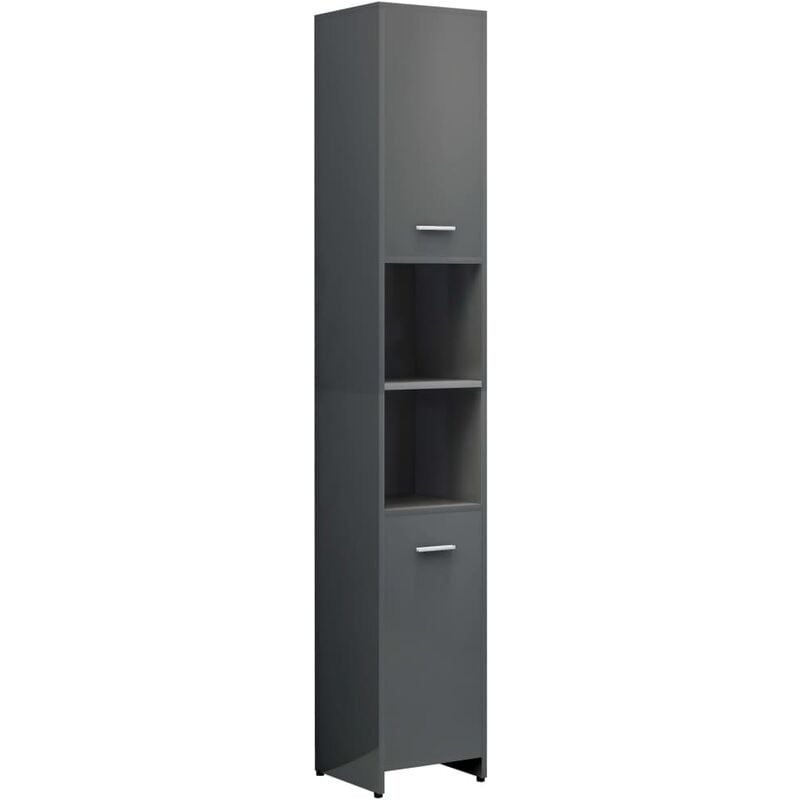 

Armario cuarto de baño aglomerado gris brillo 30x30x183,5 cm - Gris - Vidaxl