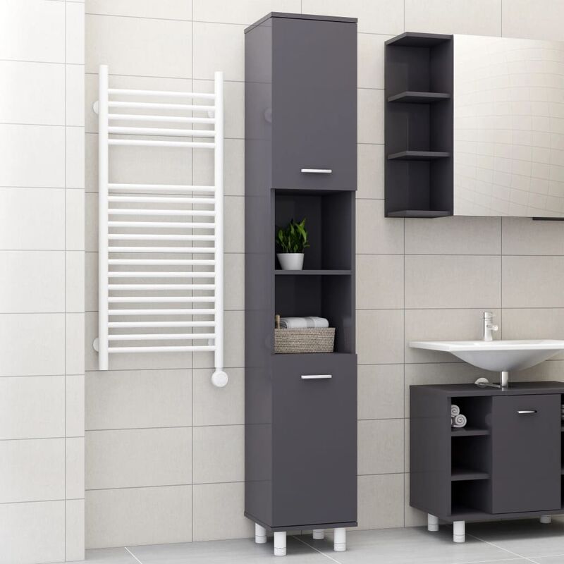 

Armario cuarto de baño aglomerado gris con brillo 30x30x179 cm