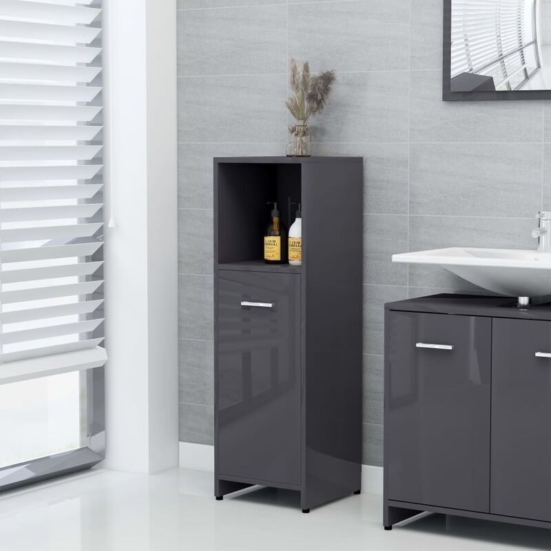 

Armario cuarto de baño aglomerado gris con brillo 30x30x95 cm