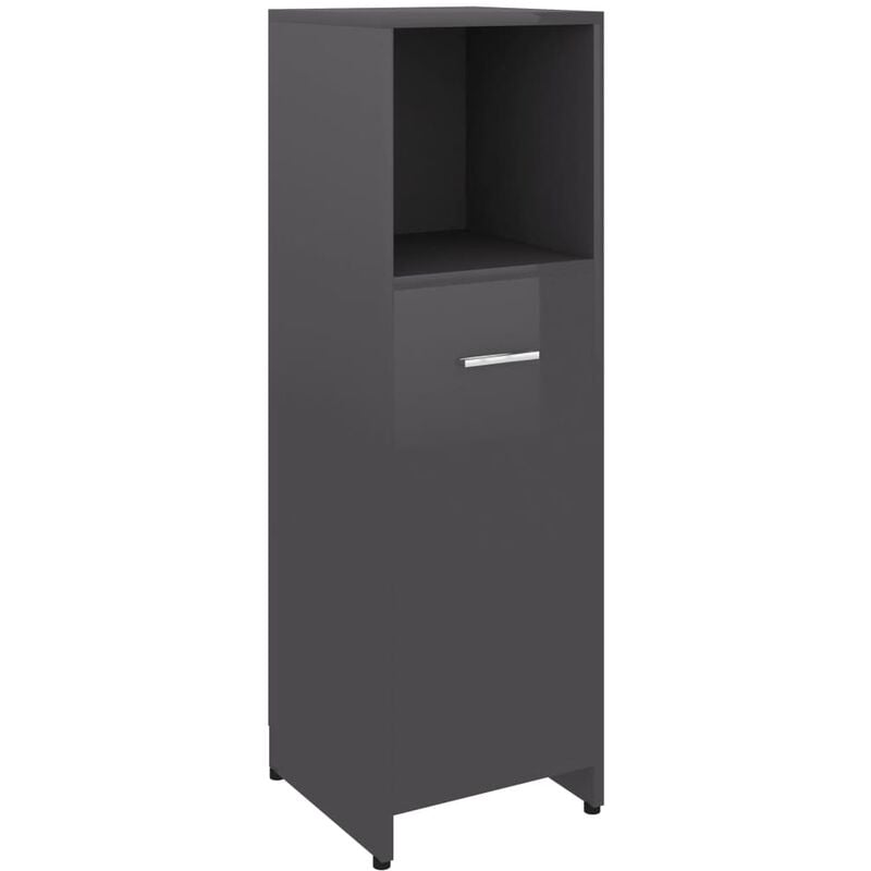 

vidaXL Armario cuarto de baño aglomerado gris con brillo 30x30x95 cm - Gris