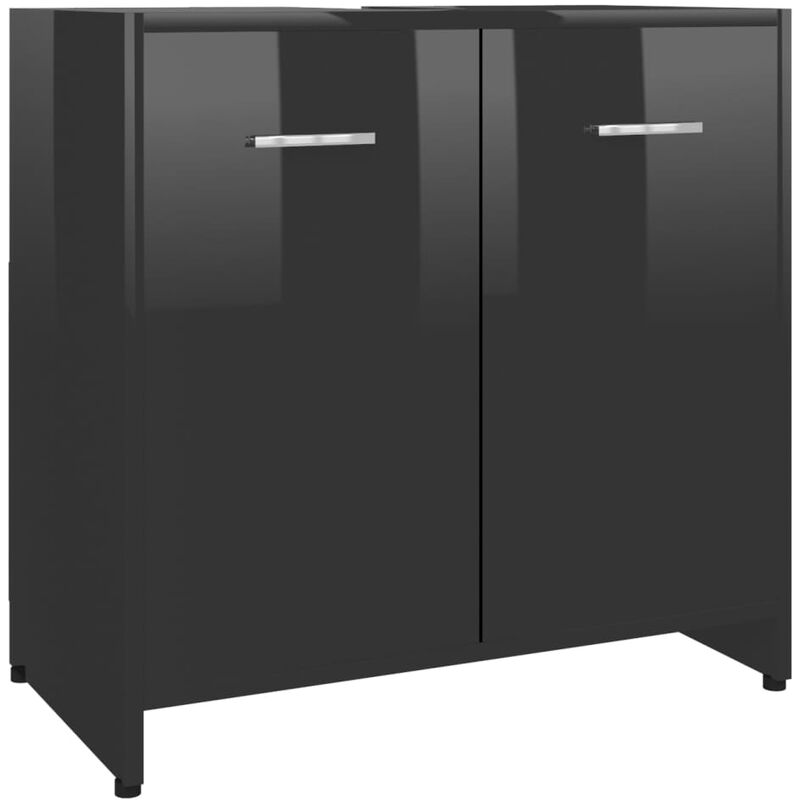 

vidaXL Armario cuarto de baño aglomerado negro brillante 60x33x58 cm - Negro