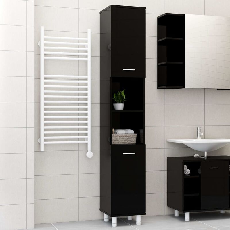 

Armario cuarto de baño aglomerado negro con brillo 30x30x179 cm