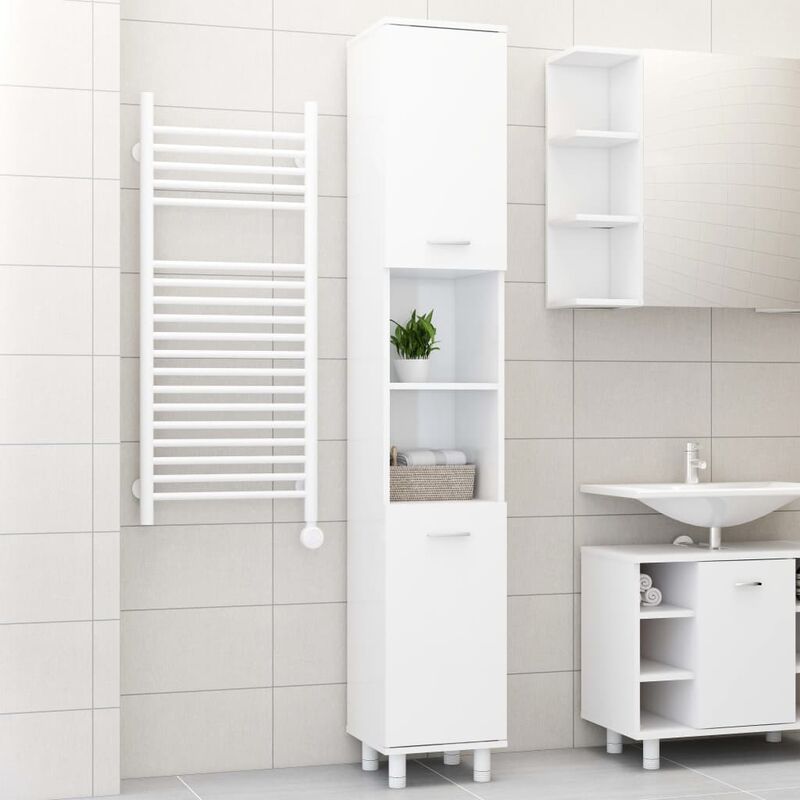 

Armario cuarto de baño aglomerado blanco brillante 30x30x179 cm - Blanco